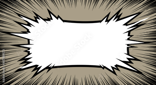 Comic Book Style Explosion with White Speech Bubble and Radial Lines