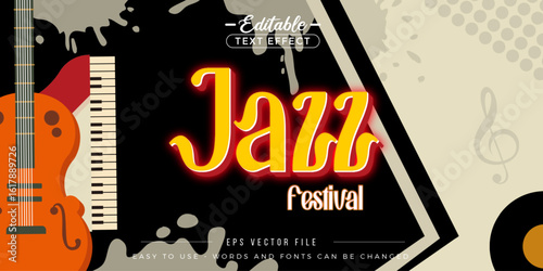 Jazz festival poster, editable text effect.