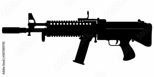 tactical weapon silhouette - suppressed firearm outline