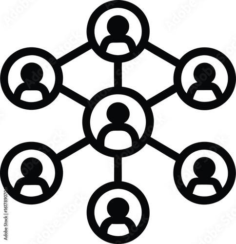Black icon of connected people in a network structure connection group