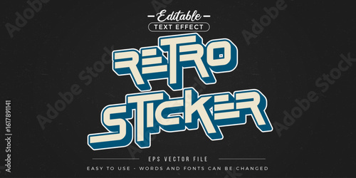 Retro sticker text style, editable text effect.