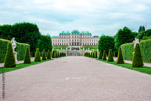 Beautiful landscape with a beautiful garden in  Belvedere, Vienna, Austria.