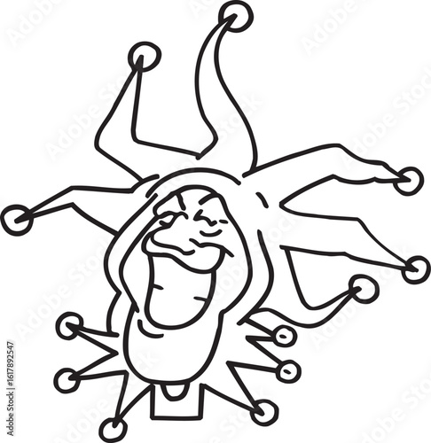 sketch vector illustration silhouette image design caricature icon logo symbol dwarf clown in action show