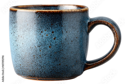 Rustic Blue Ceramic Coffee Mug Still Life Textured Glaze Kitchenware Pottery Drinkware Coffee on transparent background
