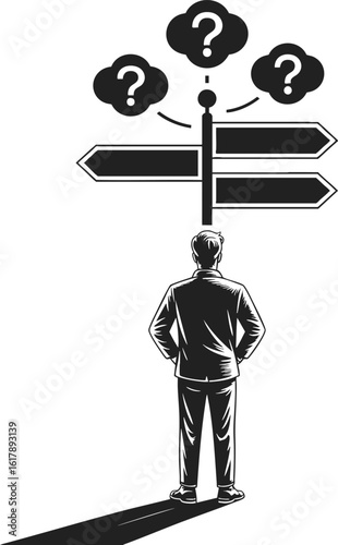 Decision making process, weighing options and navigating choices, evaluating possibilities in a complex landscape