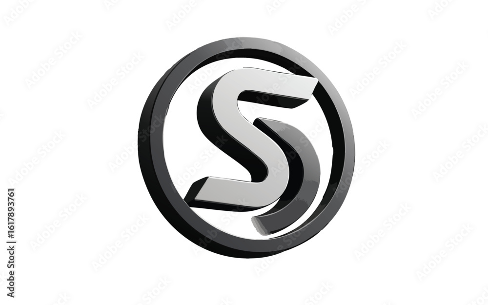 Fototapeta premium Creative abstract 3d circle sphere vector logo design template element. Colored silver black concept icon