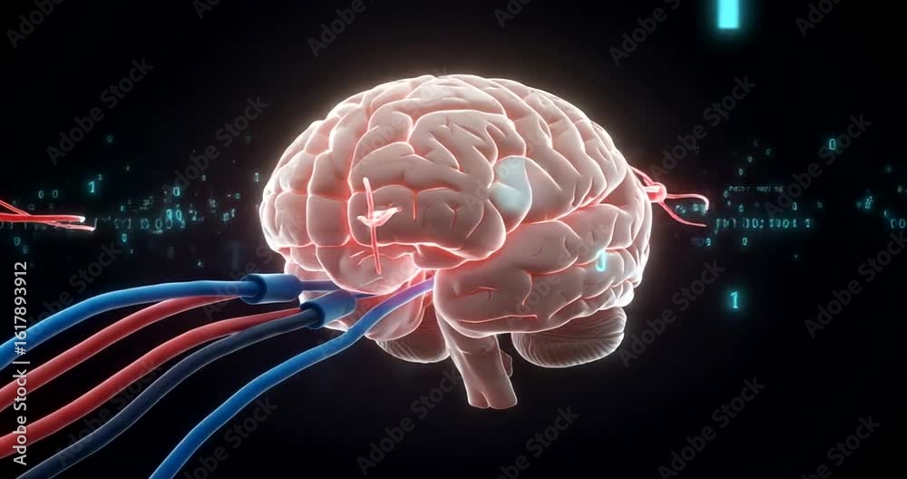 Futuristic brain illustration with neural connections