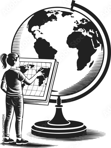 Geography lesson on global awareness, understanding maps and contours, exploring navigation and landmarks