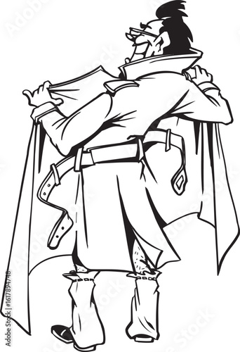 sketch vector illustration silhouette image design caricature icon logo symbol modern detective investigating case