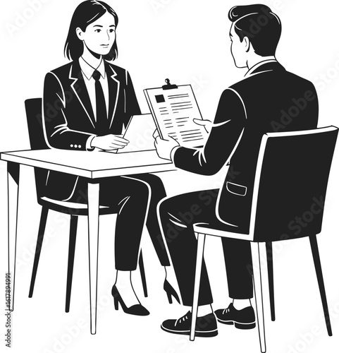 Job interview process, candidate evaluation, professional discussion, recruitment meeting