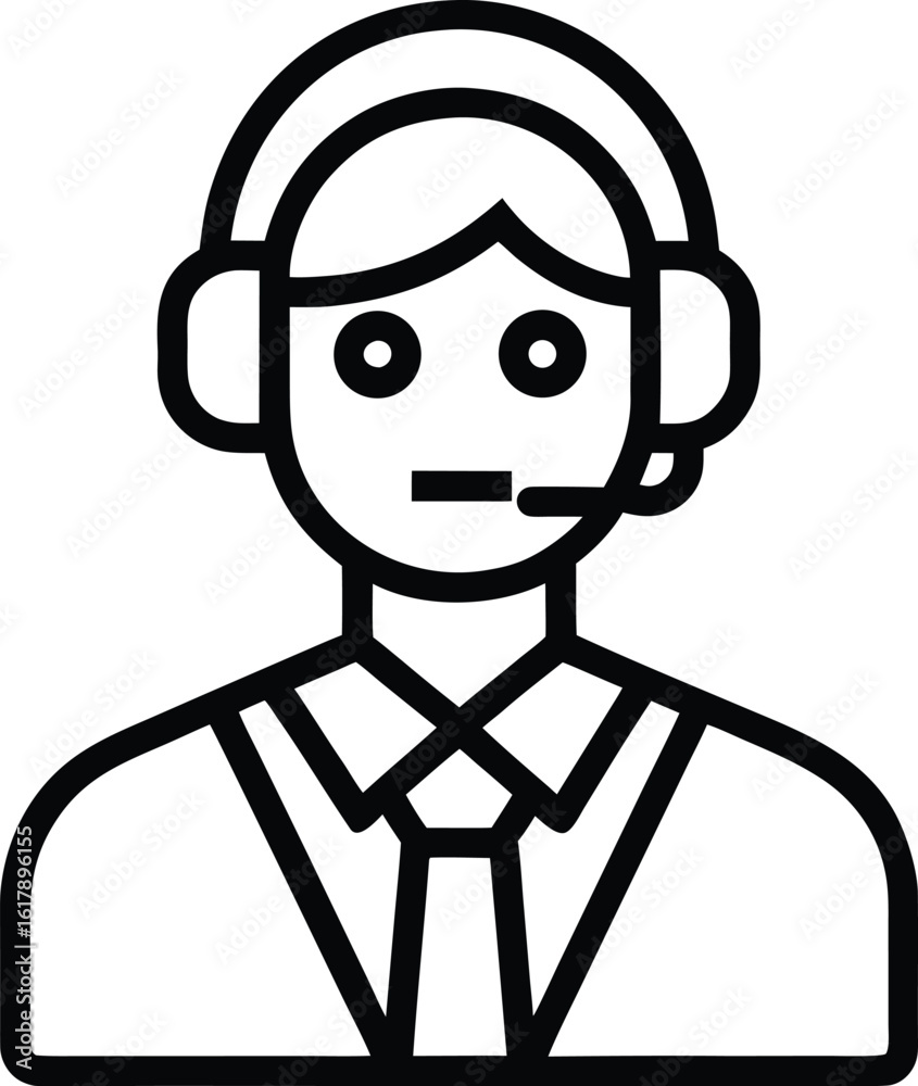Black outline icon of a person wearing a headset and tie microphone 2 Black outline icon of a person wearing a headset and tie microphone 2