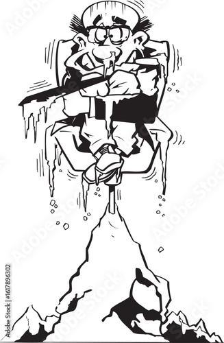 vector sketch illustration silhouette image design caricature icon logo symbol feeling cold because he is at the peak of power