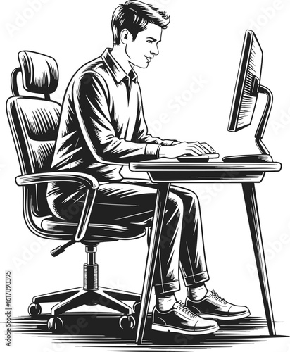 Sitting posture ergonomic alignment, comfort in workspace, maintaining concentration and focus while working