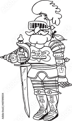 vector sketch illustration silhouette image design caricature icon logo symbol royal knight troops in armor posing ready