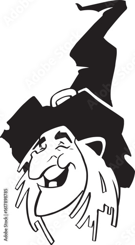 vector sketch illustration silhouette image design caricature icon logo symbol witch with friendly face