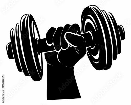 Strong Hand Holding Dumbbell Silhouette