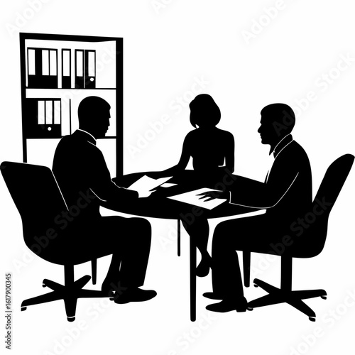 Business team meeting silhouette design with transparency suitable for various digital design projects