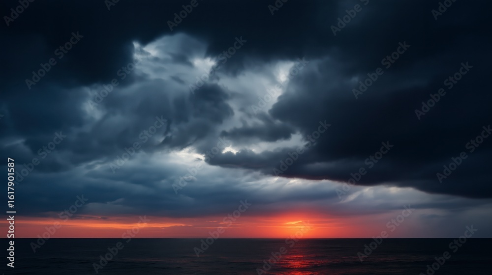 Obraz premium Timelapse Footage of Storm Clouds and Rain Over Sea, Dark Storm Clouds Passing Video Time Lapse, High Quality Footage Clouds Over Sea, Sunset, Skyline