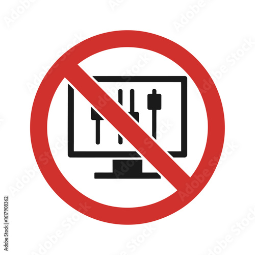 No Settings Icon, Do Not Adjust Controls, Forbidden Tampering Warning Sign