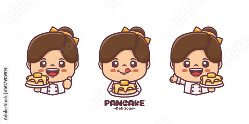 pancake chef illustration cartoon characters and food