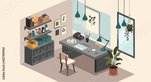 Isometric Creative Studio Space Illustration