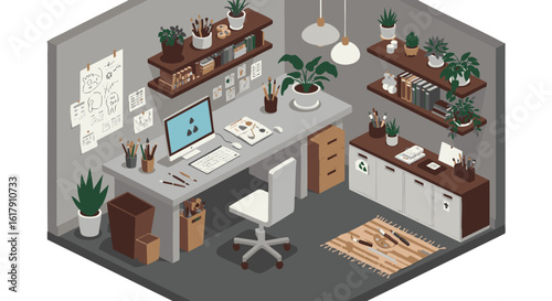 Isometric Creative Workspace Illustration