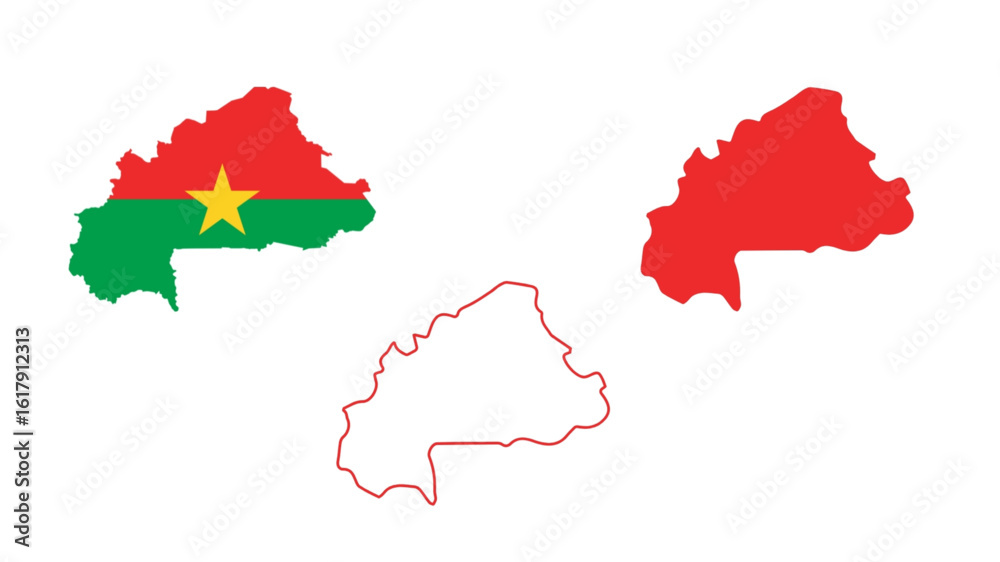 Fototapeta premium Set of Burkina Faso map isolated on white background, vector illustration design