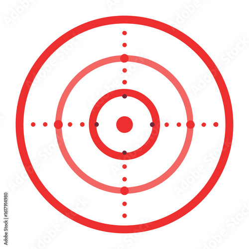 Red and white target with crosshairs isolated on white background