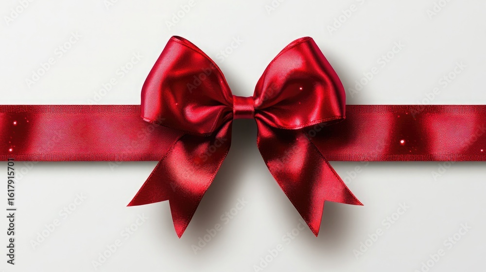 Fototapeta premium Realistic Red Gift Bow PNG Isolated on Transparent Background â€“ Festive Decoration and Celebration --