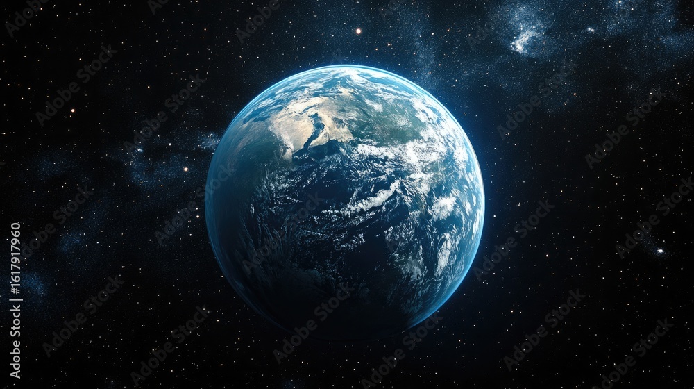 Realistic view of planet Earth from space with intricate atmospheric details and distant stars - Realistic view of planet Earth from space with intricate atmospheric details and distant stars -