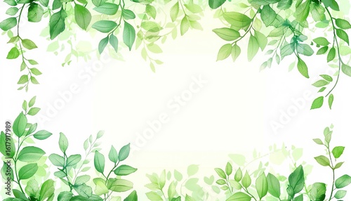Wallpaper Mural A decorative border design background featuring green plants and leaves as the theme, used for event invitations, posters, feature walls, website pages, etc.	 Torontodigital.ca