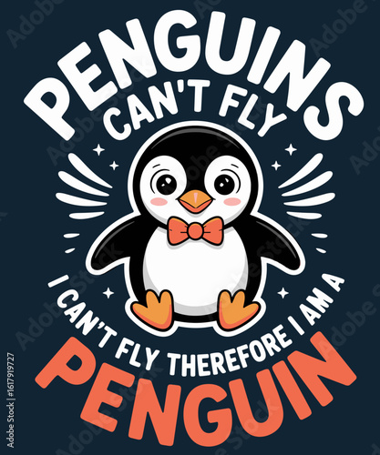 Retro Penguins Can't Fly Cute Penguin Lover