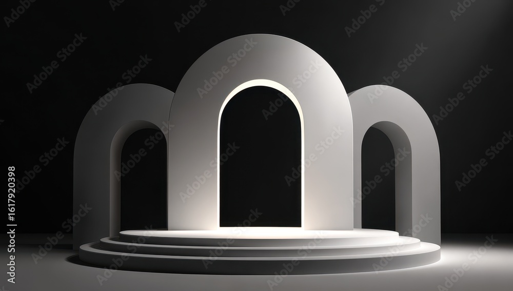 Fototapeta premium White archway podium, spotlight