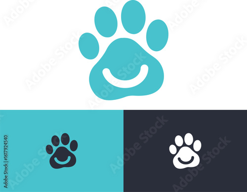 Cute Paw Print Logo Template for Pet Care, Grooming & Veterinary Branding