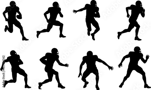 American Football Player Silhouettes in Action"