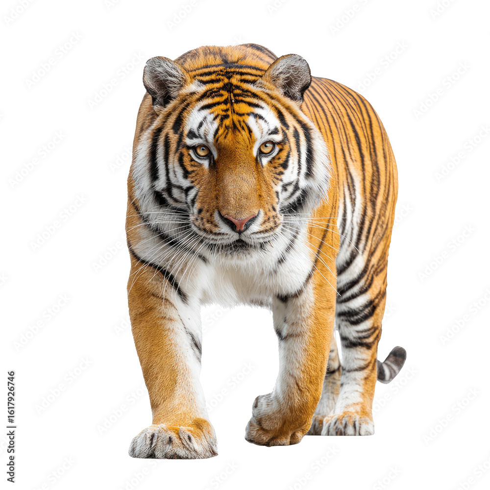 Fototapeta premium Tiger in bold stance, orange and black stripes