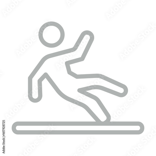 Slippery Floor Vector Line Grey Icon Design