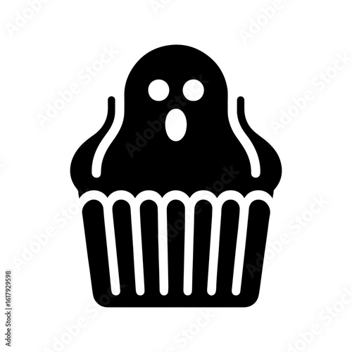 Cupcake with halloween ghost on halloween 