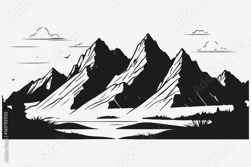 mountain landscape sketch illustration vector