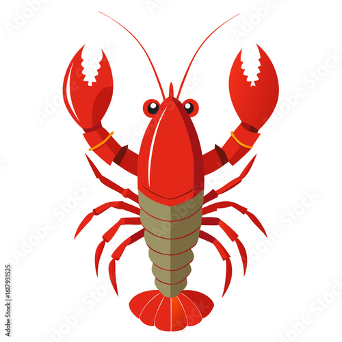 a red lobster with large claws, no background vector file. 