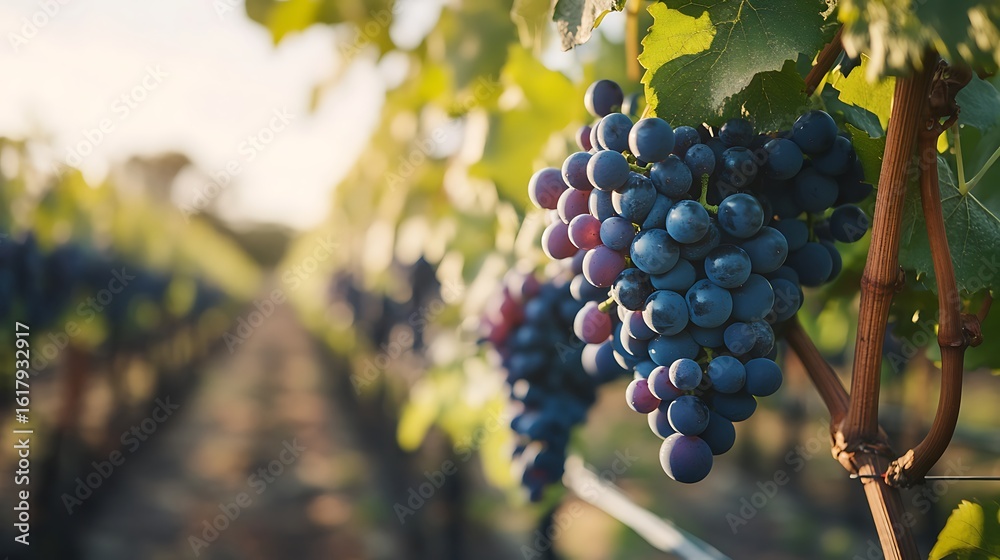 Fototapeta premium AI-operated grape vineyard with precision irrigation system 