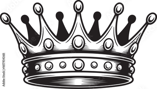 Ornate Royal Crown Vector Illustration with Intricate Details and Regal Style