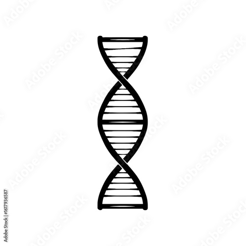 DNA helix structure on a neutral background.