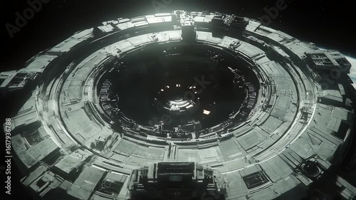 Gigantic space station looming above Earth