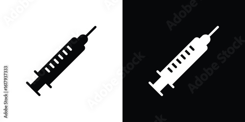 Syringe icon set in black glyph style. silhouette collection vector illustration.