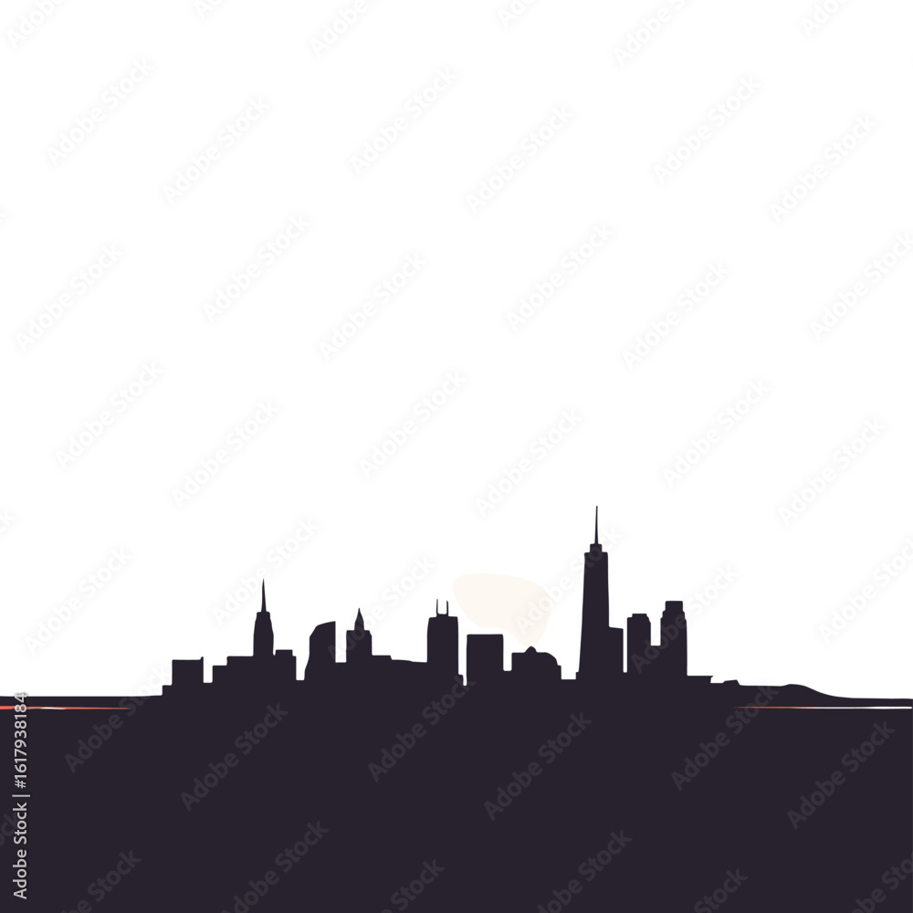 Fototapeta premium Silhouette of a city skyline showcasing an urban landscape.