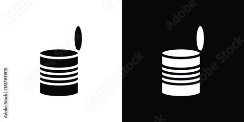 Open tin can icon set in black glyph style. silhouette collection vector illustration.