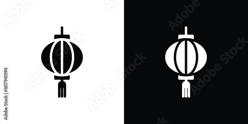 Lantern icon set in black glyph style. silhouette collection vector illustration.