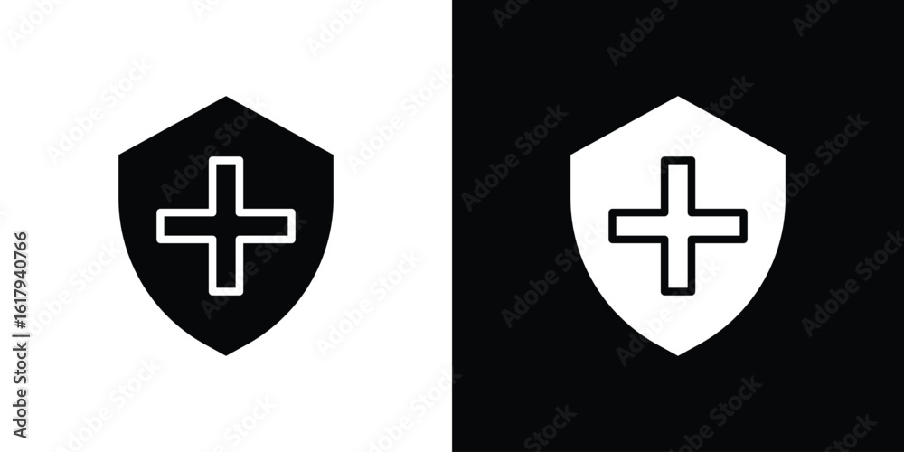 Fototapeta premium Immune guard icon set in black glyph style. silhouette collection vector illustration.