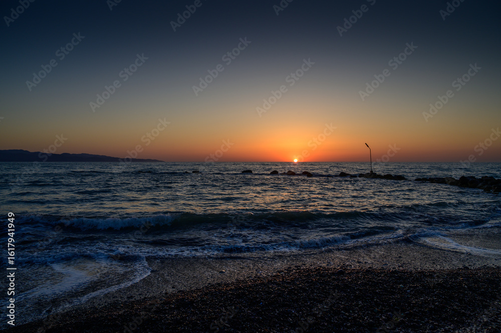 Fototapeta premium Golden Sunset Over the Mediterranean – Cyprus